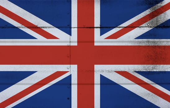 Grunge British flag on studded metal