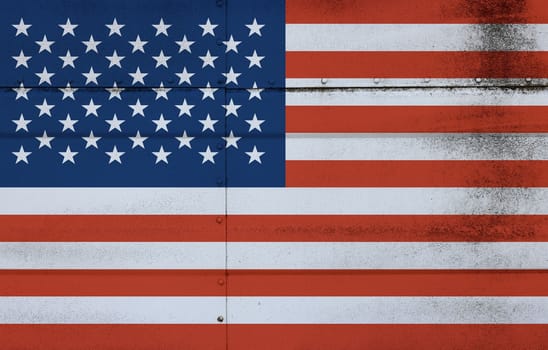 Grunge American flag on studded metal