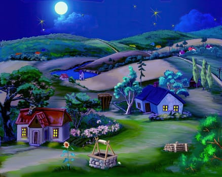 Summer Night in the Village illustration