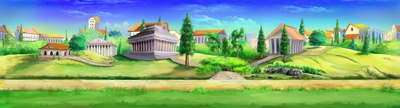 Ancient city at day illustration