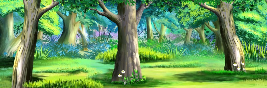 Tree trunk in a forest illustration