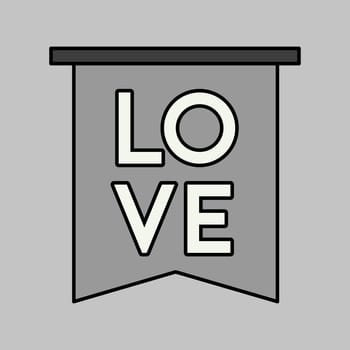 Flag with inscription Love vector glyph icon