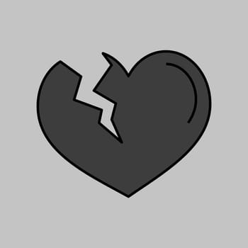 Broken heart vector isolated glyph icon