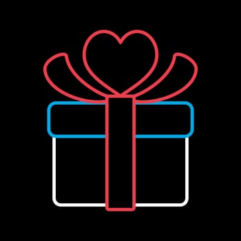 Gift box sign icon. Present with heart love symbol