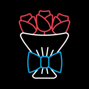 Red roses bouquet vector icon