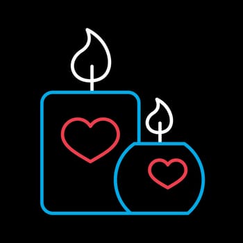 Burning candle with hearts vector icon