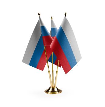 Small national flags of the Russia on a white background