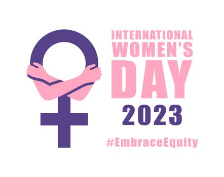 International womens day concept poster. Embrace equity woman illustration background