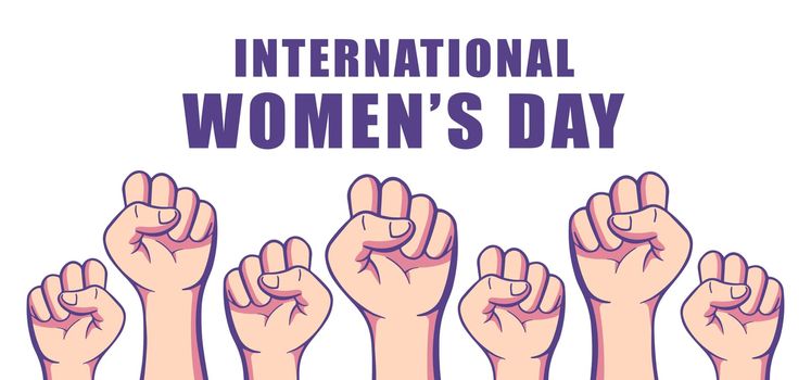 Women day fist with text lettering vector illustration