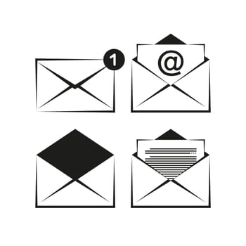 Mail icon set. E-mail icon. Mail envelope icon. Vector illustration.