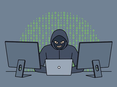 Male hacker steal information from computers