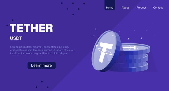 Tether or USDT crypto currency layout page