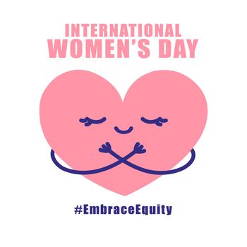International womens day concept poster. Embrace equity woman illustration background.