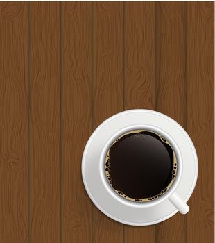 Cup of cofee on  boards Background  vector Illustration.
