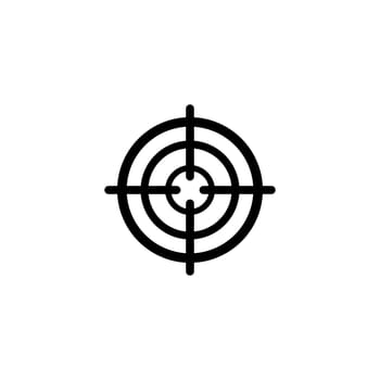 Target Mark, Sniper Rifle Scopes, Aim. Flat Vector Icon illustration. Simple black symbol on white background. Target Mark, Sniper Rifle Scopes, Aim sign design template for web and mobile UI element.