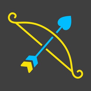 Cupid bow and arrow vector glyph icon