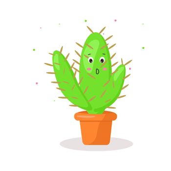 kawaii cactus in a pot emotions surprise