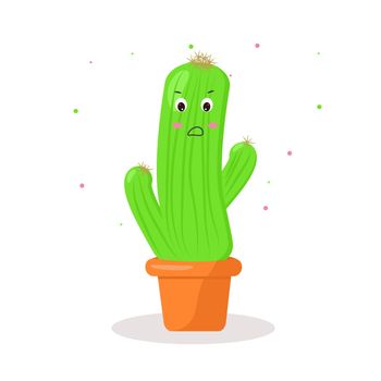 kawaii cactus in a pot emotions discontent