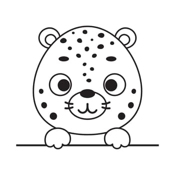 Coloring page cute little cheetah head. Coloring book for kids. Educational activity for preschool years kids and toddlers with cute animal. Vector stock illustration