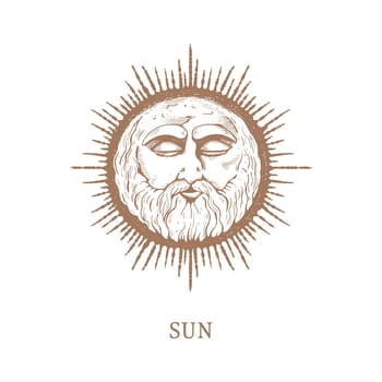 Sun in engraving style. Sun Vector
