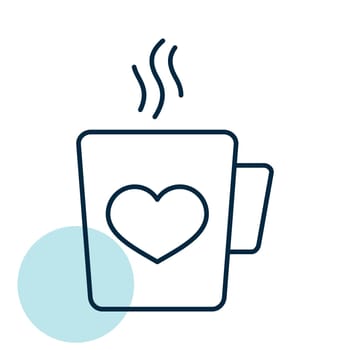 Tea cup with heart and steam vector icon