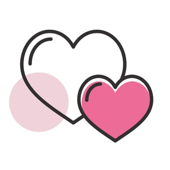 Two heart isolated vector icon