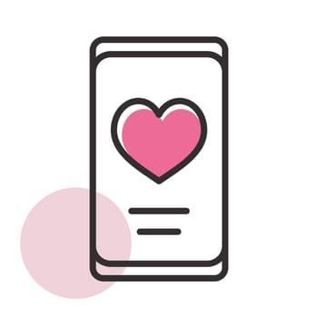 Heart smartphone icon, romantic telephone call