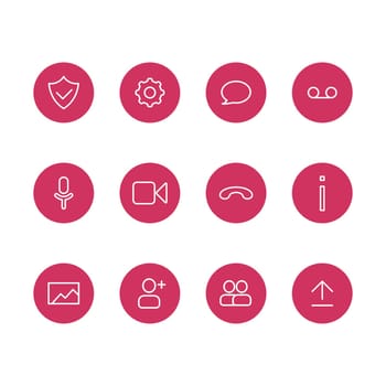 UI UX button set for video conferencing and meetings application