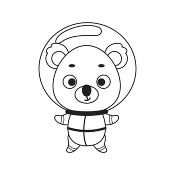 Coloring page cute little spaceman koala. Coloring book for kids. Educational activity for preschool years kids and toddlers with cute animal. Vector stock illustration