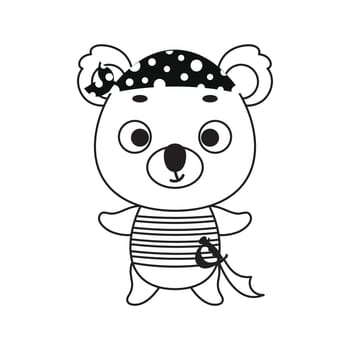 Coloring page cute little pirate koala. Coloring book for kids. Educational activity for preschool years kids and toddlers with cute animal. Vector stock illustration