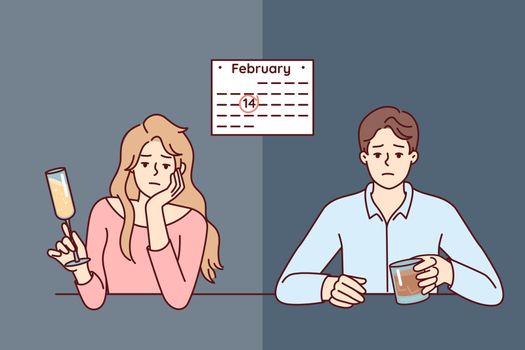 Man and woman celebrate Valentine Day February 14 alone due to absence of second half