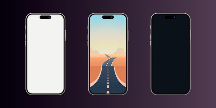 realistic new smartphones set template front view