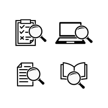 Case Studies Icons set. Vector search icon