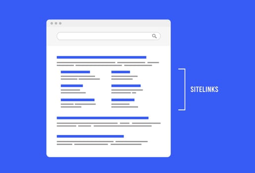 Sitelinks - search engine feature providing quick navigation to specific parts of website. SEO optimizing sitelinks can improve websites ranking on the search engine result page - SERP
