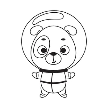 Coloring page cute little spaceman dog. Coloring book for kids. Edudogional activity for preschool years kids and toddlers with cute animal. Vector stock illustration