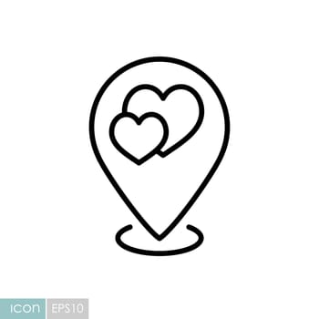 Wedding location isolated vector pin map icon
