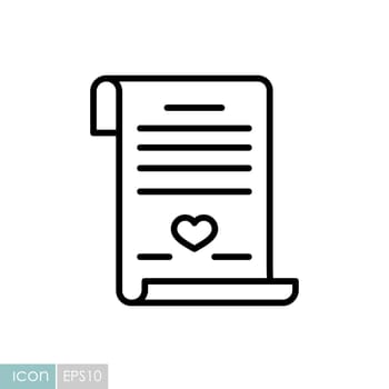 Marriage contract. Wedding certificate vector icon