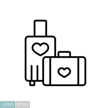 Suitcase and honeymoon on vacation wedding icon