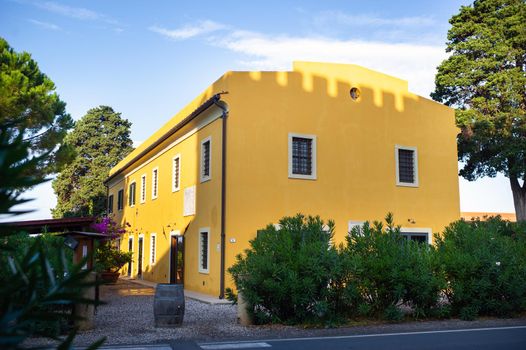 Old large yellow villa in the Tuscany region.Italy