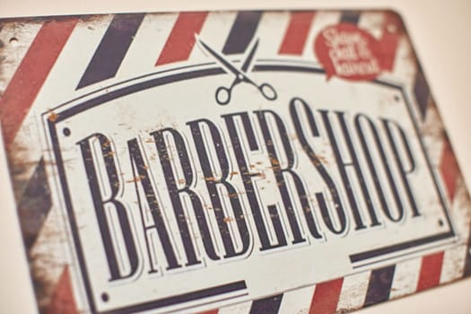 vintage barber shop text sign in wall hairdresser