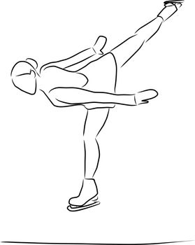 Figure skating, vector. Sketch. 