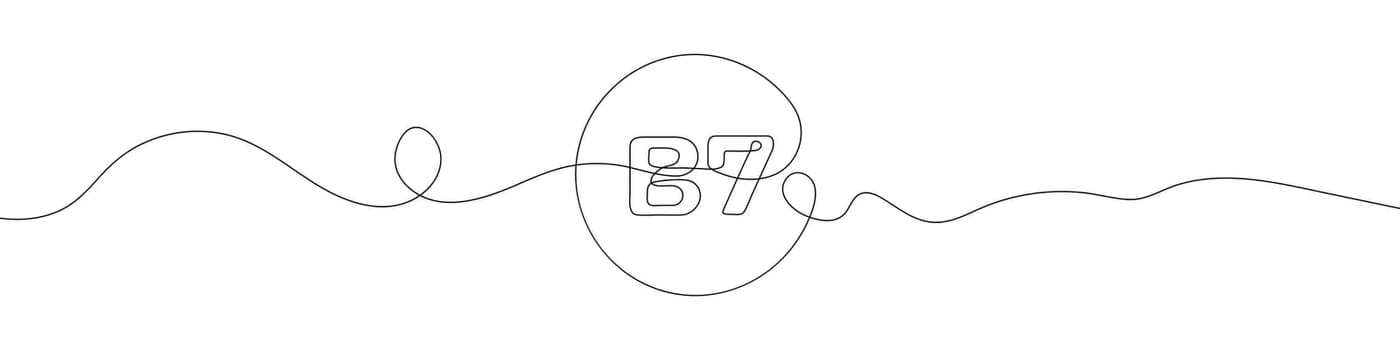 Continuous linear drawing of B7 vitamin symbol. Single line drawing of B7 vitamin