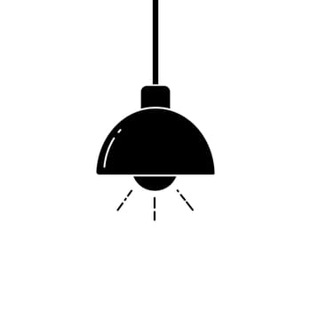 Chandelier icon. Black hanging lamp icon on white background