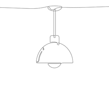 Continuous one line drawing of chandelier. One line drawing of hanging lamp.