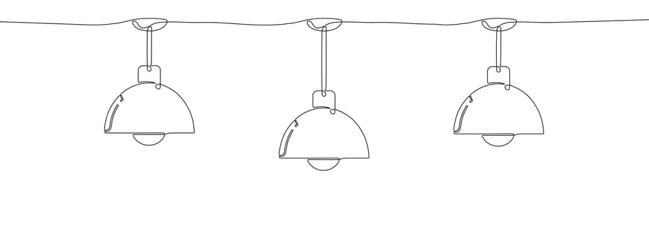 Continuous one line drawing of chandelier. One line drawing of hanging lamp.