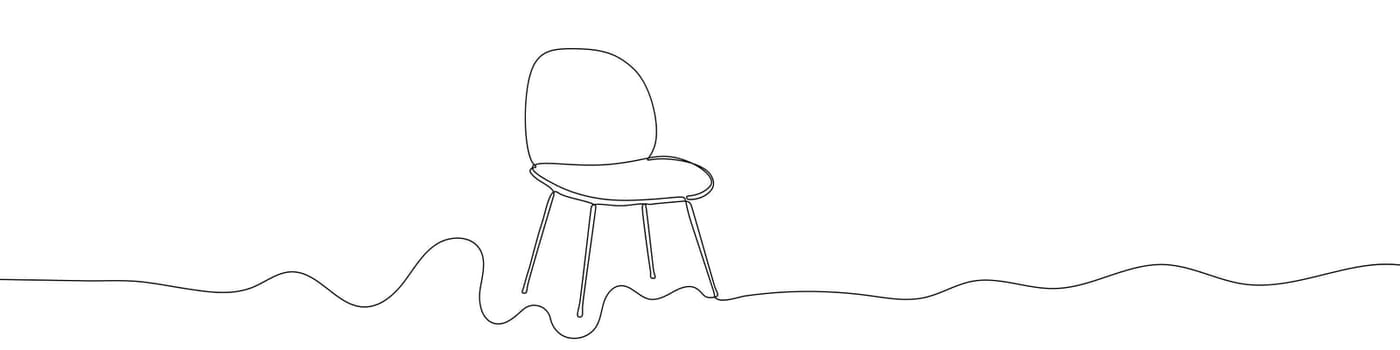 Continuous linear drawing of chair. Single line drawing of chair.