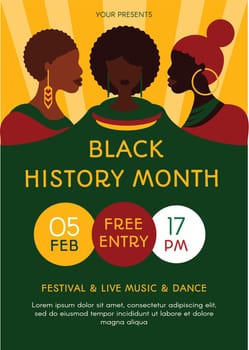 Black history month festival holiday banner vector