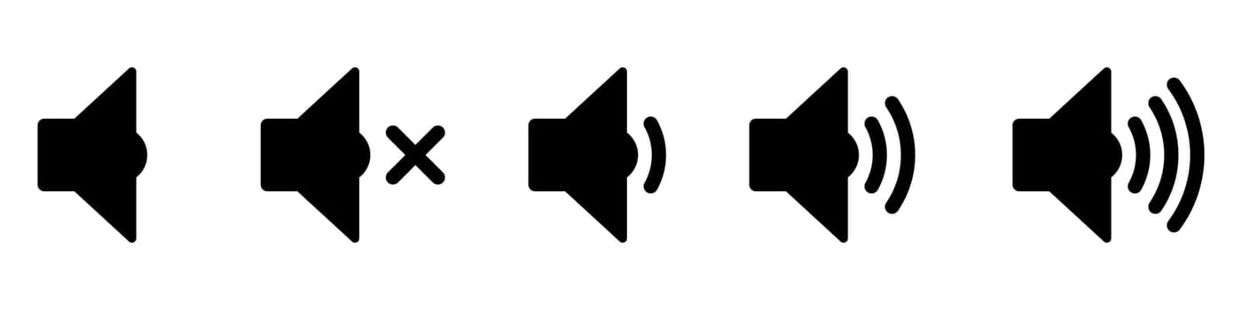 Sound volume icons. Speaker volume icons