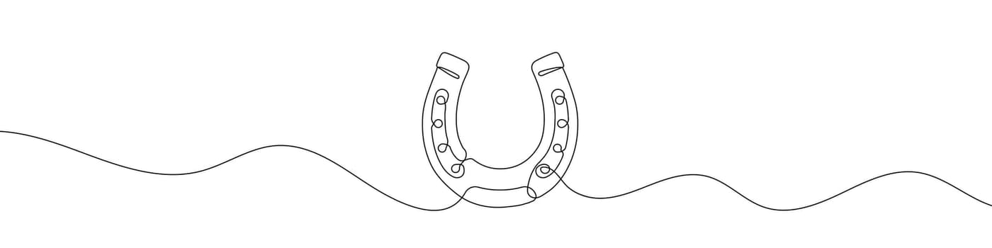 Horseshoe one line icon. One line drawing background. Continuous line drawing of horseshoe.