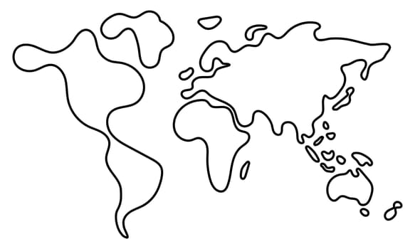 Linear drawing of World map. Image of world map. Vector illustration.
